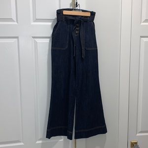 Pilcro Wide-Leg Belted Denim